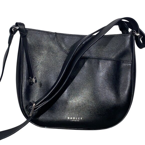 Radley London Black Leather Crossbody Messenger Bag Adjustable Strap neutral - Picture 1 of 13